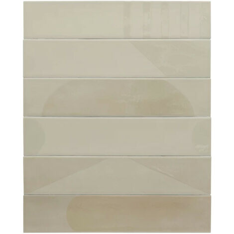 Carrelage sol / mur brique déco mixe mate et brillant effet béton beige 6x30 cm WADI DECOR BEIGE (vendu par boite de 0,50m2)