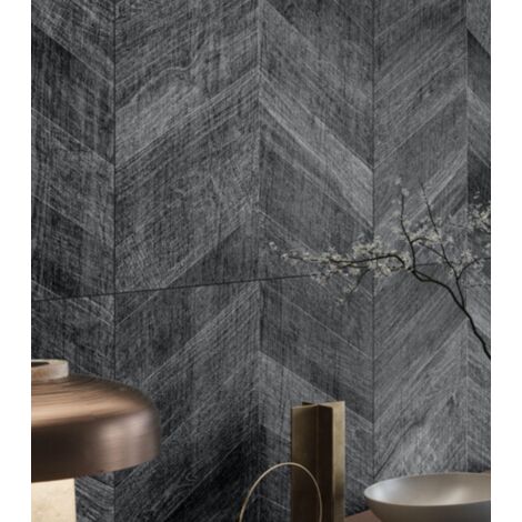Carrelage sol / mur effet bois design chevron 60x120 cm ARTWOOD CHEVRON BLACK (vendu par boite de 1.44m2)