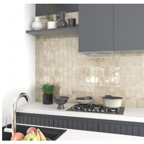 Carrelage mur effet zellige beige 7,5x15 cm MANACOR BEIGE ARGILE (vendu par boite de 0,50m2)