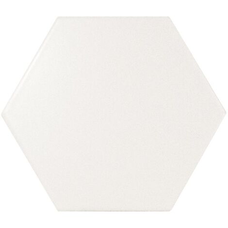 Carrelage mur hexagonal uni blanc mate 12,4x10,7 cm SCALE HEXAGONE WHITE MATT (vendu par boite de 0,61m2) (1/3)
