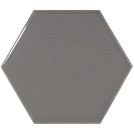 Carrelage mur hexagonal uni gris anthracite 12,4x10,7 cm SCALE HEXAGONE DARK GREY (vendu par boite de 0,61m2) (1/3)