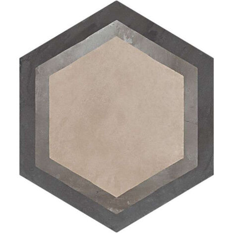 Carrelage sol / mur hexagonal effet ciment motif linéaire 25 x 21.6 cm TERRA CORNICE HEXAGONAL (vendu par boite de 1,17m2)