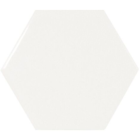 Carrelage mur hexagonal uni blanc 12,4x10,7 cm SCALE HEXAGONE WHITE (vendu par boite de 0,61m2) (1/2)