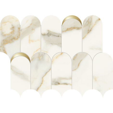 Eiffel Art Construction – Mosaïque murale effet marbre beige 41,02 x 30,3 cm – Grès cérame brillant – Inserts en or – Collection SCULTOREA - 508m2