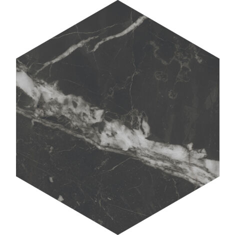 Carrelage sol / mur hexagonal effet marbre noir mate 25x21,6 cm SCULTOREA dark diamond esagonal J471  (vendu par boite de 1,17m2)