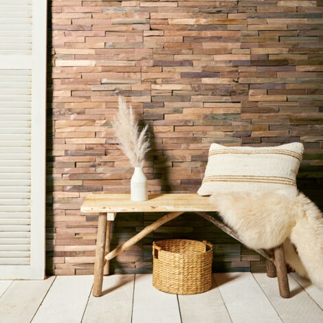 Plaque de parement mur en bois MURMURE BANGKIRAI CHALET BRUT - CHA763 RUSTIC INDUSTRIEL A coller 495x180 mm