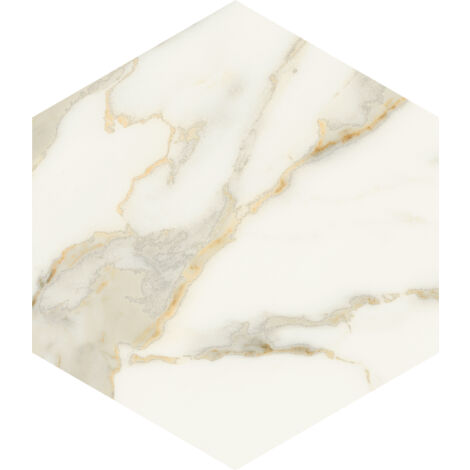 Carrelage sol / mur hexagonal effet marbre beige mate 25x21,6 cm SCULTOREA calacatta oro fino esagona J468 (vendu par boite de 1,17m2)