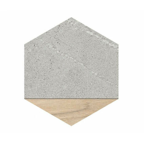 SEINE HEXAGONO LIGARD GRIS - Carrelage Hexagonal mélange bois et béton -  23 x 26,6 cm - Gris, Beige