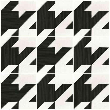 CAPRICE DECO - TWEED B&amp;W - Carrelage 20x20 cm aspect carreaux de ciment blanc et noir - Blanc, Noir
