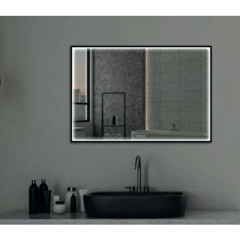 Miroir rectangle cadre noir, LED 80x140 cm avec variateur de lumière - ATELIER (1/3)