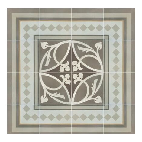 Carrelage sol / mur  effet ciment motif rosace taupe 20x20 cm - CAPRICE LIBERTY TAUPE