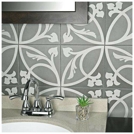 Carrelage sol / mur  effet ciment motif rosace taupe 20x20 cm - CAPRICE LIBERTY TAUPE