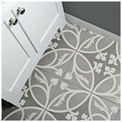 Carrelage sol / mur  effet ciment motif rosace taupe 20x20 cm - CAPRICE LIBERTY TAUPE