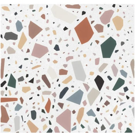 Carrelage sol / mur terrazzo multicouleur 18,6x18,6 cm CONFETTI BIANCO MULTICOLOR (vendu par boite de 0,45m2)