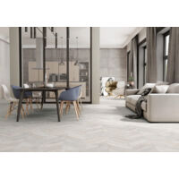 Carrelage sol / mur effet bois design chevron 60x120 cm ARTWOOD CHEVRON WHITE(vendu par boite de 1.44m2)