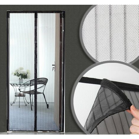 Rideau moustiquaire aimanté pour Porte - L 130 x H 215 cm - Noir