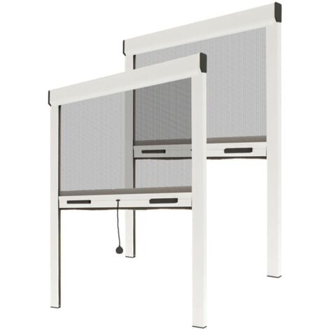 MOUSTIQUAIRE ENROULABLE L 100 X H 160 CM ALU BLANC – LOT 2 – RECOUPABLE POUR FENÊTRE – POSE FACILE