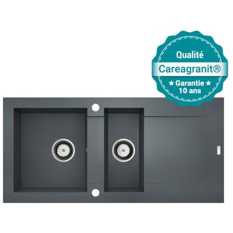 CAREA - Évier Granit BALSA 1,5 bac Gris béton