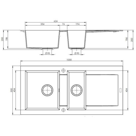 CAREA - Évier Granit BALSA 1,5 bac Gris béton