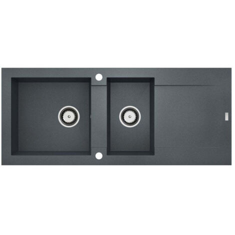 Carea Cuisine & Bain – Évier granit 2 bacs réversible 118x50,5 cm – Résistant aux chocs et rayures – Facile à entretenir – Système de vidage automatique