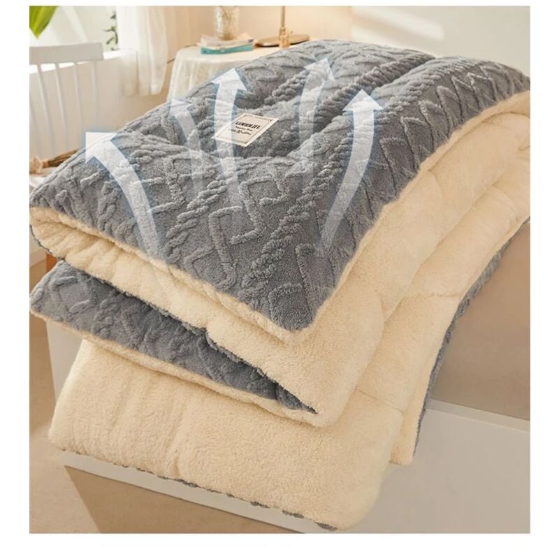 FUNZE Couverture Chaude d'hiver Super épaisse pour lit couvertures  pondérées en Cachemire d'agneau Artificiel Doux Confortable Chaleur Couette  Couette