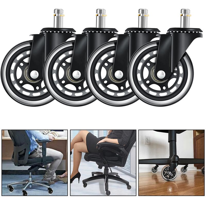 2 `` chaise de bureau universel pivotant roue de remplacement en caoutchouc PU 