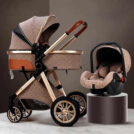 Poussette Bebe 2 En 1 Portable Voyage Landau Pliant Landaus Haute Paysage Cadre En Aluminium Voiture Pour Nouveau Ne Bebe Gris Fonce