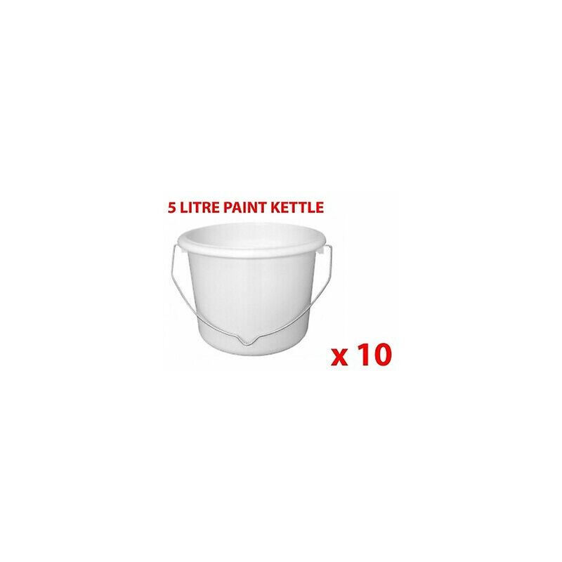 10 X 5 LITRE PLASTIC PAINT KETTLE POTS PAINTING POTS KETTLE WHITE WITH