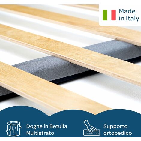 Rete Matrimoniale 160x190 Rinforzata Made In Italy - Struttura Letto Con 4 Piedi Per Taglie Forti - Foto 2