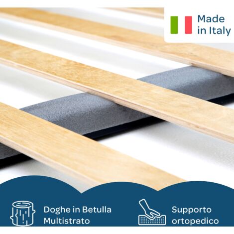 DolciSogni - Rete Ortopedica in Acciaio a Doghe con Doppio Rinforzo per Letto Matrimoniale 160x190 cm, Altezza 35 cm, Alta Resistenza, Massima Stabilità - 100% Made in Italy