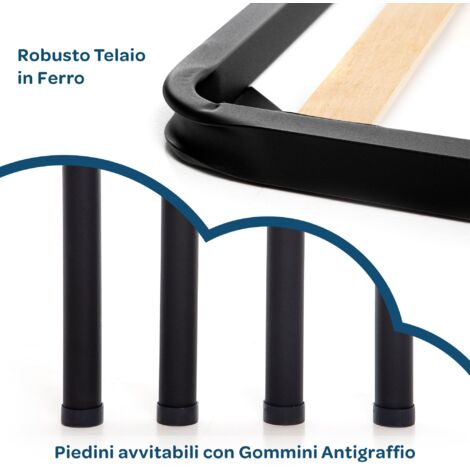 DolciSogni - Rete Ortopedica in Acciaio a Doghe con Doppio Rinforzo per Letto Matrimoniale 160x190 cm, Altezza 35 cm, Alta Resistenza, Massima Stabilità - 100% Made in Italy