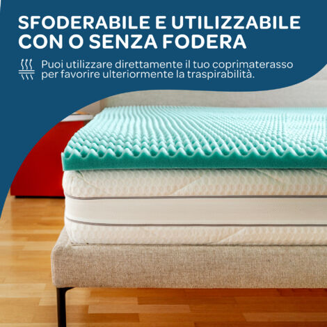 Topper Matrimoniale Memory Foam HD 160x190 Cm - Alto 6 Cm, Rivestimento Cotone, Made In Italy, Ortopedico - Foto 5