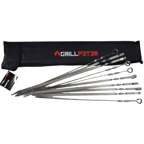 10 Brochettes Barbecue Inox GMMH - 50 Cm Pour Brochettes Et Grillades