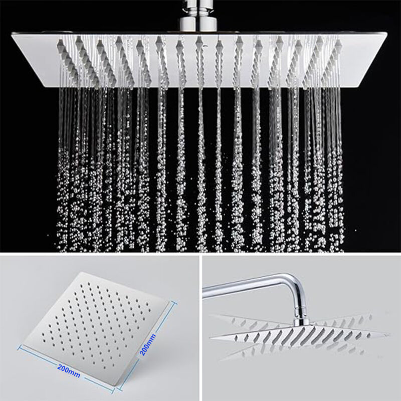 Colonna Doccia Termostatica AICA Nera - Soffione Quadrato 20x20cm, Doccetta, Regolabile In Altezza - Foto 7