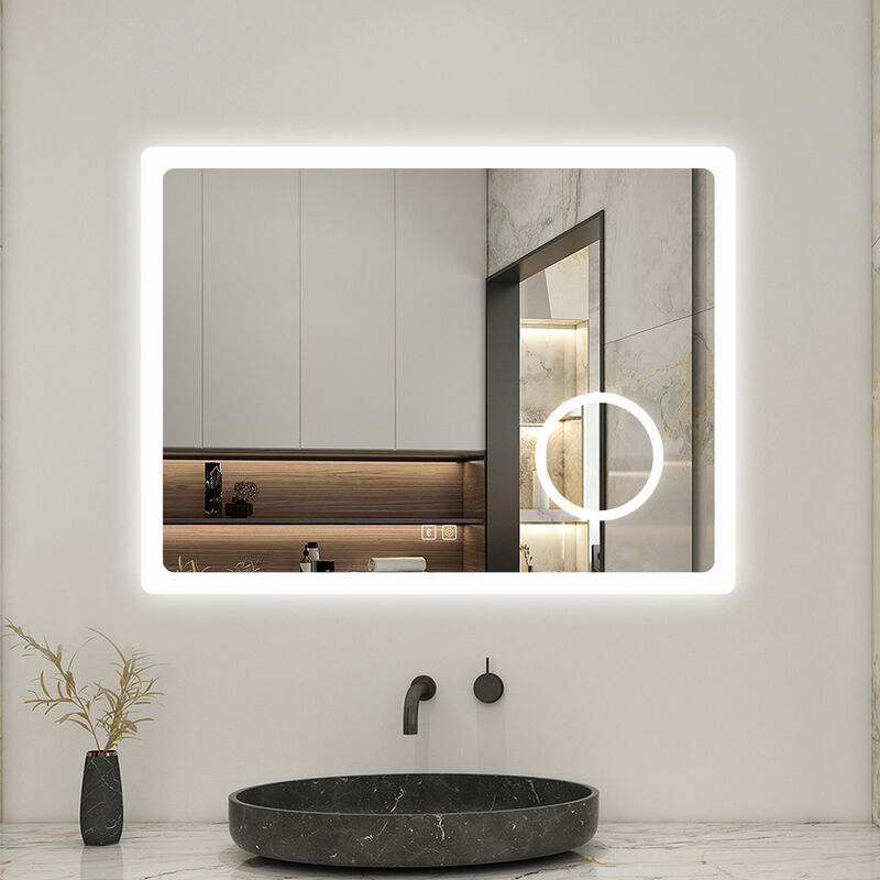 Specchio Bagno con LED 80x60 cm Antiappannamento e Interruttore Touch – acquista su Giordano Shop