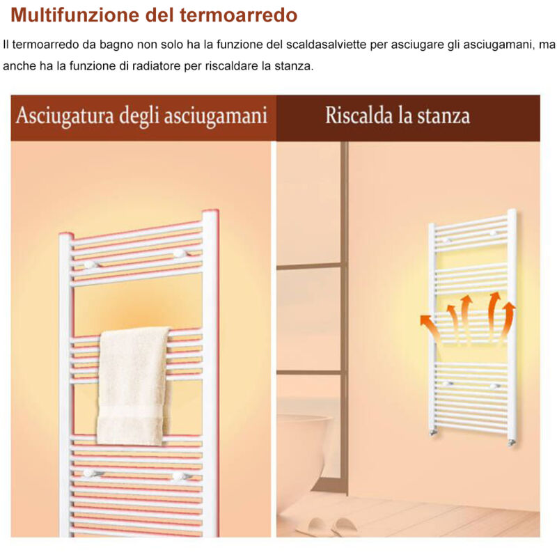 anapont Radiatore elettrico da bagno – dritto – cromato – Funzione timer – Riscaldamento per asciugamani – prodotto in Germania (KTX 4, 1175h x 500b