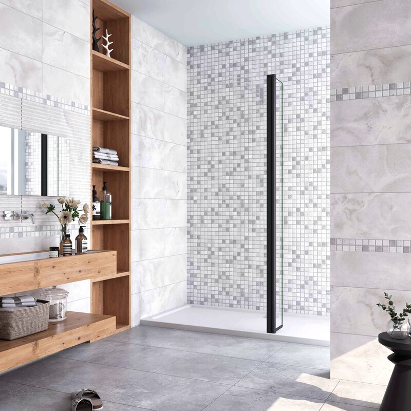 Paretina Mobile Per Cabina Doccia Walk-in - Vetro Temperato 8 Mm, Telaio Cromato, 30x190 Cm