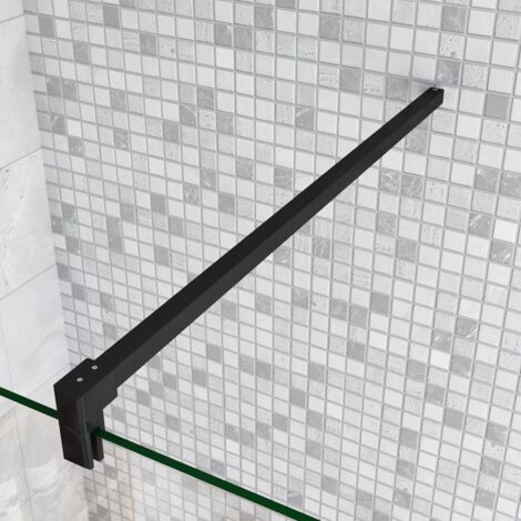 Barra Stabilizzatrice Nera Opaca per Rinforzare Vetro Box Doccia Lunga 90 cm Tagliabile Sezione Quadrata