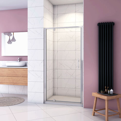 185 cm Box Doccia per Nicchia Porta Girevole Battente Vetro Temperato 5 mm Trasparente  Profili Cromati Lucidi Misura 90 cm