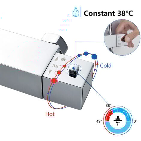 AICA ITALY Colonna Doccia con Miscelatore Termostatico, Sistema Doccia Antiscottatura, Set Doccia con Soffione a 20cm Pioggia e 6X22cm Doccetta, Altezza Regolabile 80-120 cm Cromo