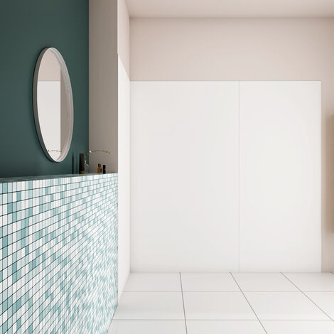 H.210 cm Pannello Doccia ad Angolo 40x40x120 cm Realizzato in Alluminio da 3 mm con Profili Finitura Bianco Opaco per Rivestimento Parete Bagno