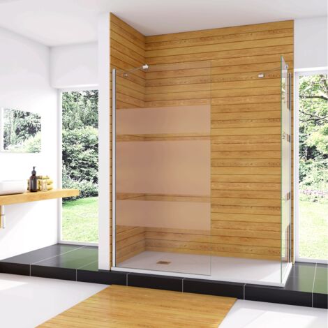 Box Doccia Angolare da Doppio Walk In (80+60)x190 cm in Vetro Temperato 6 mm Anticalcare Multi Fasce Satinate 2 Barre Stabilizzatrici 45 cm Cromo Lucido (1/5)