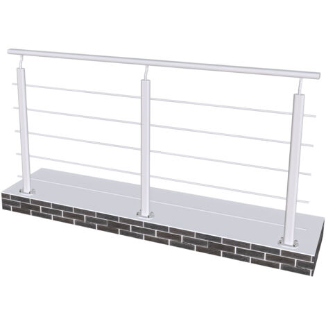 Ringhiera Parapetto in Alluminio Argento Opaco 200x100cm per interni ed esterni a Fissaggio a Pavimento