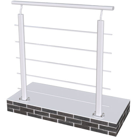 Ringhiera Parapetto in Alluminio Argento Opaco 100x100cm per interni ed esterni a Fissaggio a Pavimento