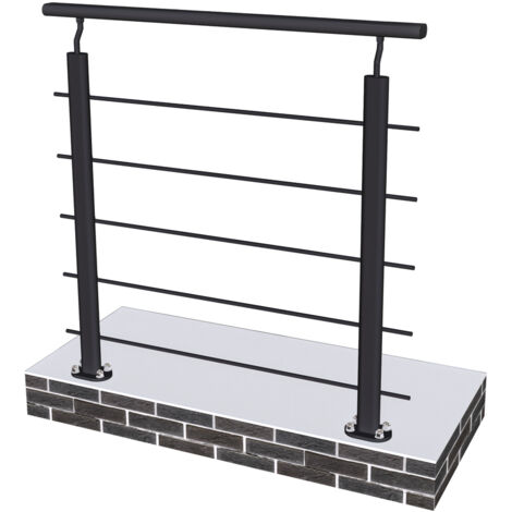 Ringhiera Parapetto in Alluminio Nero Opaco 100x100cm per interni ed esterni a Fissaggio a Pavimento