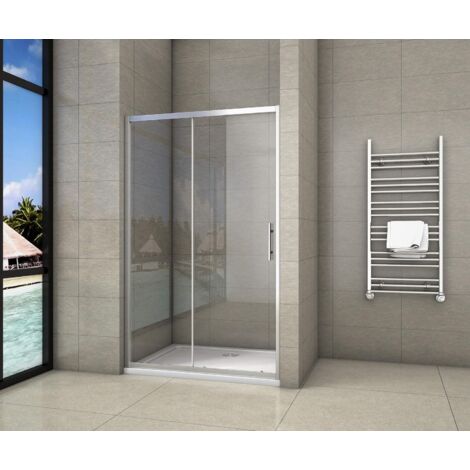 Porta Doccia Per Nicchia Anta Scorrevole Ingresso Laterale In Vetro 5mm Temperato Trasparente 100x190 cm