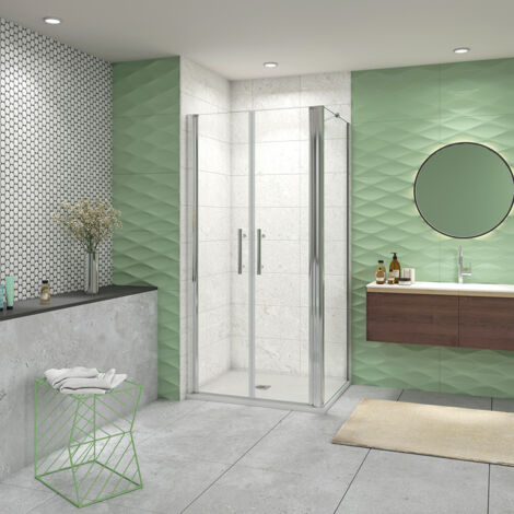 Box Doccia Angolare 90x90 Cm - Vetro Temperato 6 Mm Anticalcare, Cromato