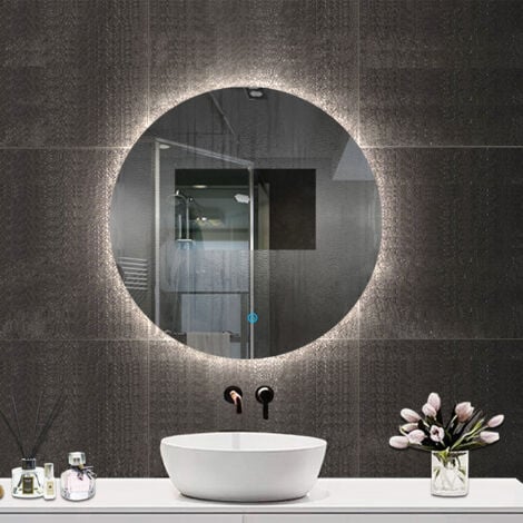 Aica Specchio da bagno a LED, Diametro 100cm, Disappannamento, Funzione Memoria, Estetica Elegante