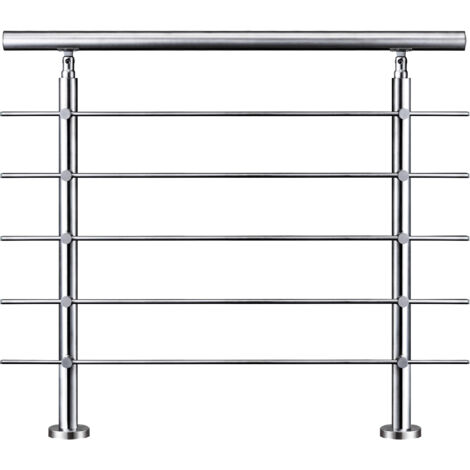 Balaustra Corrimano Ringhiera in acciaio inox spazzolato 120x106cm per interni ed esterni 5 barre trasversali