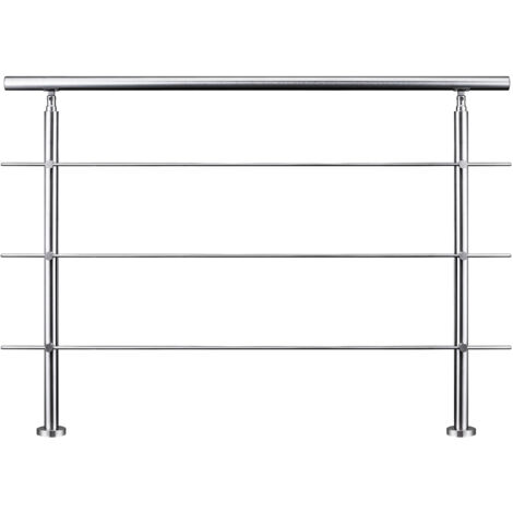 Balaustra Per Scale In Acciaio Inox Corrimano Balaustra Parapetto Argento 160 Cm 3 Barre Trasversali 86342294
